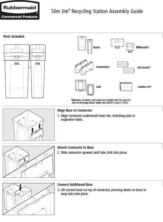 Slim Jim® Recycling Station 23 & 33 Gal Assembly Guide