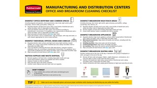Use this checklist made for manufacturing and distribution centers as guidance for cleaning offices and breakrooms properly.