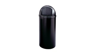 De Marshal® Classic vuilnisbak van Rubbermaid Commercial met zakhouder is voorzien van een koepelvormige en getextureerde deksel.