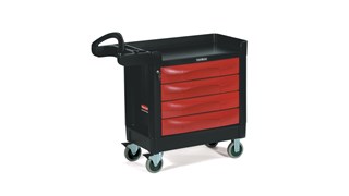 The Rubbermaid Commercial TradeMaster Utility Cart easily transports tools and supplies where you need them.