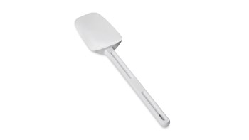 The Rubbermaid Commercial Spatula features traditional flat blades for scraping and spoon-shaped blades for easy spooning, scooping, and spreading.
