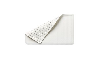Safti-Grip® Bath Mat is perfect for a shower stall or bathtub. Suction-backed to stay firmly in place. Latex-free construction. Textured surface prevents slippage. Shower mat is perforated for improved drainage. Mildew-resistant.