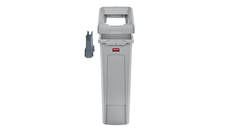 Rubbermaid 2007919 Slim Jim 4-Stream Rectangular Recycling Station Kit with  Open, Paper, and 2 Bottle Lids
