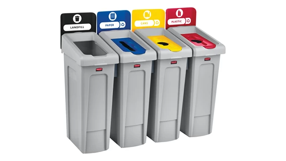 Slim Jim® Recycling Station Kits - 2007919, Slim Jim® Recycling Station 4  Stream Landfill/Paper/Plastic/Cans