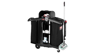 The Rubbermaid Commercial Executive Series High Security Compact Housekeeping Cart is an ergonomic and lightweight housekeeping solution.