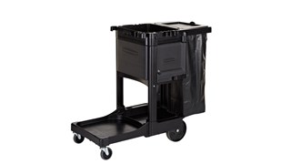 The Rubbermaid Commercial Executive Series™ Traditional Janitorial Cleaning Cart collects waste and transports tools for efficient cleaning. Thoughtfully designed to elevate your image by allowing staff to blend into the environment with discreet colours.