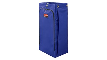 Rubbermaid Commercial Products Cleaning Cart Vinyl Bag collects up to 129 l of waste (20% more than traditional cart bags) with zippered front for easy waste removal.