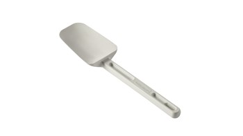 Multi-purpose 9.5" spoon-shaped spatula designed for unheated applications of scraping, scooping, and spreading in food preparation.