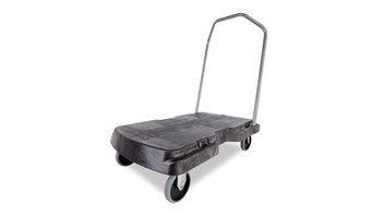 The Rubbermaid Commercial Triple Trolley efficiently transports large bulky loads and then folds flat for easy storage.