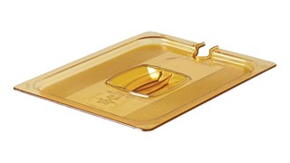 The Rubbermaid Commercial Hot Food Pan Cover with Notch is break resistant and won't rust, dent, or bend.