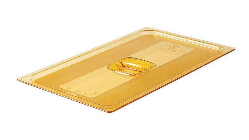 The Rubbermaid Commercial Hot Food Pan Lid with Handle is designed to keep food hot.