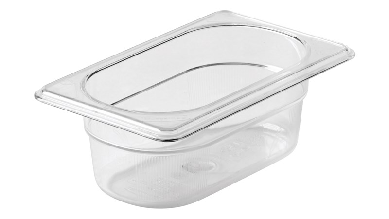 Clear, break resistant insert pans in industry standard, gastronorm sizes