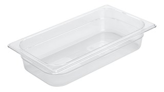 Clear, break resistant insert pans in industry standard, gastronorm sizes