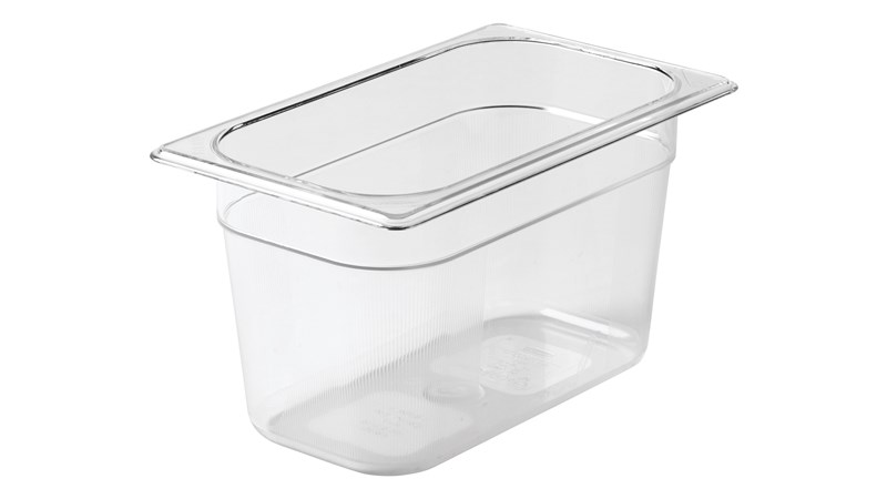 Clear, break resistant insert pans in industry standard, gastronorm sizes.