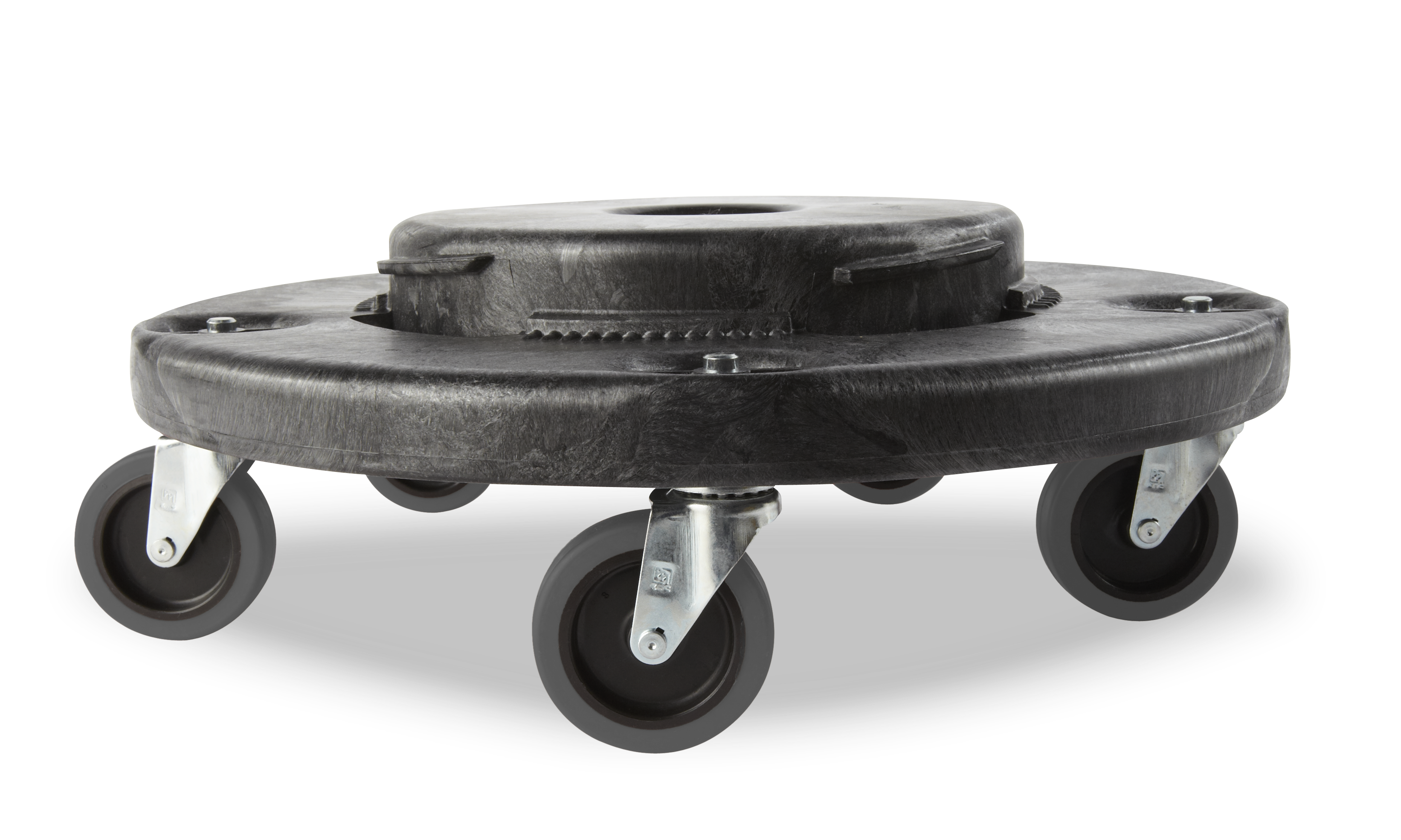 Black for sale online Rubbermaid FG26400BLA Twist On/Off Round Dolly for BRUTE Containers 