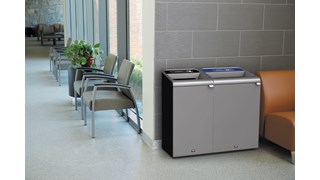 The Configure™ Decorative Waste Containers provide a recycling solution with sleek, smooth surfaces and contoured edges. This recycling system has a modern appearance that will fit seamlessly into any indoor or outdoor commercial environment. Please note: this SKU is a Configure™ 1-Stream 45 Gallon container with a "Mixed Recycling" label.
