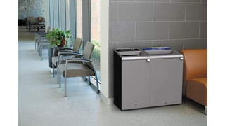 The Configure™ Decorative Waste Containers provide a recycling solution with sleek, smooth surfaces and contoured edges. This recycling system has a modern appearance that will fit seamlessly into any indoor or outdoor commercial environment. Please note: this SKU is a Configure™ 1-Stream 33 Gallon container with a "Mixed Recycling" label.