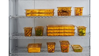 Tapa de recipiente de uso intensivo para comida caliente con mango y orificio para un secado higiénico
