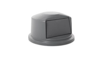 The Rubbermaid Commercial Vented BRUTE® Dome Top  Lid is built tough with a snap-lock design for a perfect fit. A spring door makes trash disposal easy and prevents insects from entering the receptacle.