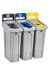 Slim Jim® Recycling Station 3 Stream Landfill/Paper/BottlesCans