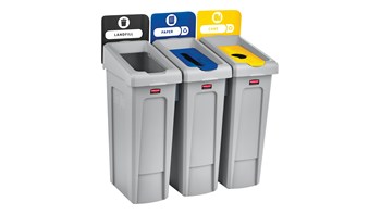 Slim Jim® Recycling Station 3 Stream Landfill/Paper/BottlesCans