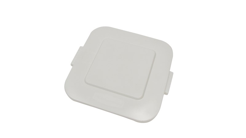 Rubbermaid Commercial BRUTE® square container  Lids reduce pooling when containers are stored outside. The heavy-duty, durable trash can  Lids snap on for secure, stable stacking.