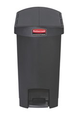 Slim Jim® Step-On-Tretabfallbehälter, 30 l, Kunststoff, Pedal seitlich, schwarz