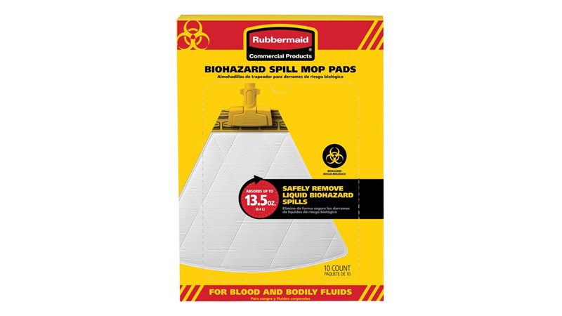 White 10/Carton 2017060 Rubbermaid Commercial Biohazard Spill Mop Pads 