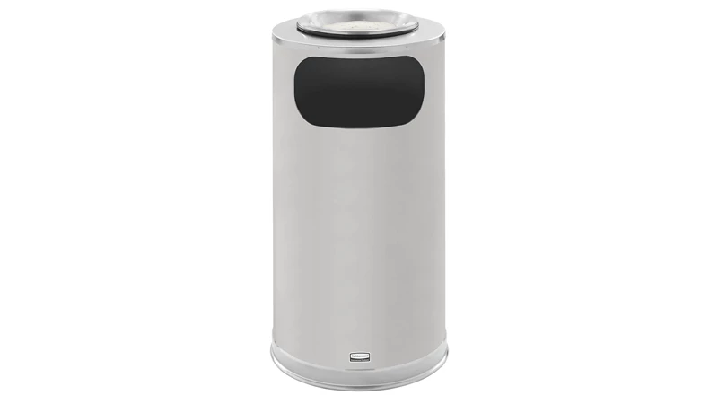 The Metallic Series 12 Gallon FGSO16SU Indoor Waste Container has a sleek design that blends nicely with upscale interiors.