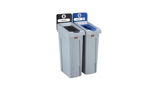 Blue Slim Jim Recycling Station Bundle 2 Stream Landfill /Paper Black 