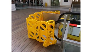 Easy to use, easy to see, easy to move, and easy to store mobile barrier uses articulating panels to extend to 4 metres long. It can be used straight, curved or circular. ANSI/OSHA-compliant Colours.