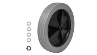 The Rubbermaid Commercial Tilt Truck (30.5cm) Wheel Kit for use with the 0.57 Cubic M tilt truck and includes 4 washers and 1 axle nut.