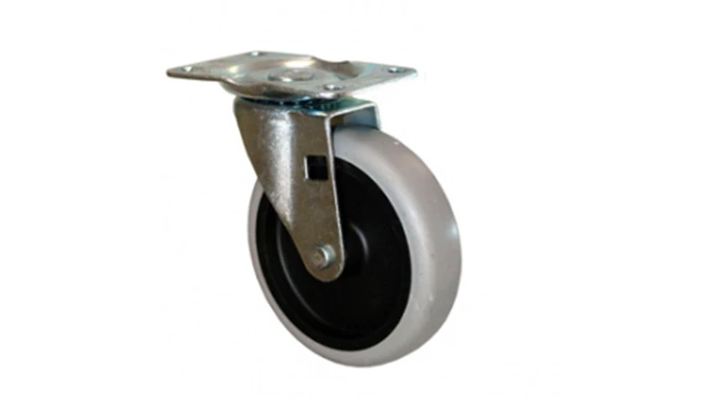 Non-marking plate castors. For use with Rubbermaid Commercial tilt trucks 1011 and 9T13 and BRUTE Tandem Dollies 2640. Includes screws. 
castor/G Lide/Wheel: Plate Mount Swivel Single Wheel castors; colour: Black/Grey; Stem Type: Plate Mount Swivel; Wheel Tread: Soft Non-Marking.
