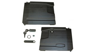 Door Kit includes two doors with lock and keys. Accessory Type: Door Kit with Lock; For Use With: Rubbermaid Commercial Xtra Carts; Material(s): High Density Polyethylene; colour(s): Black.