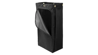 The Executive Canvas Bag for Janitorial Cleaning Carts with vinyl lining collects up to 114 litres of waste, keeping dirty items separate from the rest of the cart. Large storage capacity means fewer trips, allowing your employees to get their work done more efficiently. Ergonomically designed with zippered front access for easy bag removal. Ability to outfit the bag in a way that best supports your cleaning needs by adding wire waste dividers to separate waste streams (sold separately).
Features and Benefits: