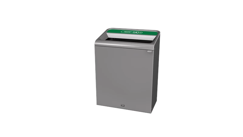 The Configure™ Decorative Waste Containers provide a recycling solution with sleek, smooth surfaces and contoured edges. This recycling system has a modern appearance that will fit seamlessly into any indoor or outdoor commercial environment. Please note: this SKU is a Configure™ 1-Stream 45 Gallon container with an "Organic Waste" label.