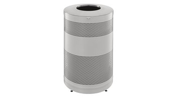 The heavy-duty Classics Decorative Waste Container has a perforated steel design for a clean and modern appearance. This container is a smart choice for high-traffic areas and can be used both outdoors and indoors.