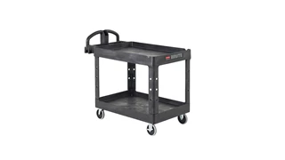 The Rubbermaid Commercial Utility Cart with 2 Lipped shelves, Small, is a versatile, durable cart that can transport up to 500 lbs.