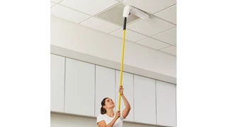 The Rubbermaid Commercial HYGEN™ Microfibre Flexi-Wand Dusting Sleeve easily traps dust, hair, and larger particles.