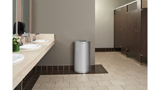 The Half Rounds Series indoor decorative waste container fits flush against walls to conserve space and reduce obstructions in high-traffic areas. The sleek and functional design of this receptacle blends seamlessly with upscale and modern indoor facilities.