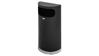 The Half Rounds Series indoor decorative waste container fits flush against walls to conserve space and reduce obstructions in high-traffic areas. The sleek and functional design of this receptacle blends seamlessly with upscale and modern indoor facilities.