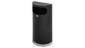 The Half Round 34 l FGSO8 Indoor Waste Container is made from heavy-gauge, fire-safe steel in a half-round design that fits flush against walls to conserve space. The sleek and functional design of this receptacle blends nicely with upscale interiors