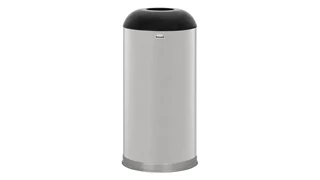 Featuring a classic, round top design, the Round Top 15 Gallon FGR32 Round Top Decorative Indoor Waste Container is constructed from heavy-gauge, fire-safe steel and complies with OSHA standards.