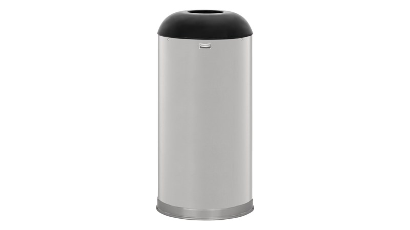 Featuring a classic, round top design, the Round Top 15 Gallon FGR32 Round Top Decorative Indoor Waste Container is constructed from heavy-gauge, fire-safe steel and complies with OSHA standards.
