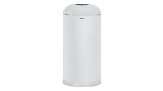 Featuring a classic, round top design, the Round Top 15 Gallon FGR1536 Round Top Decorative Indoor Waste Container is constructed from heavy-gauge, fire-safe steel and complies with OSHA standards.