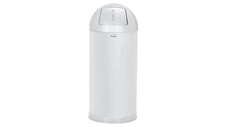 The Round Tops Push Door decorative refuse container have a classic, sleek design that beautifully blend into any indoor environment and open top for easy waste disposal.