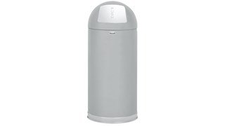Featuring a classic, round top design, the Round Top 45 l FGR1530 Round Top Decorative Indoor Waste Container is constructed from heavy-gauge, fire-safe steel and complies with OSHA standards.