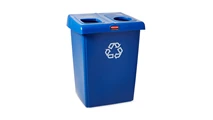 23 Gallon RCP356973BE Rubbermaid Untouchable Single Stream Recycling Top Value Kit KITRCP1788374RCP356973BE RCP1788374 and Rubbermaid Blue Untouchable Square Recycling Container 