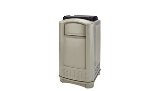 The Plaza® Container with Tray Top offers contemporary styling with a side-opening door for "no lift" waste removal.