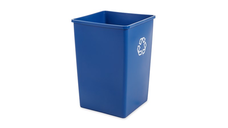 Der Untouchable®-Behälter von Rubbermaid Commercial ist perfekt für Bereiche mit hohem Papieraufkommen, wie z.B. in der Nähe von Kopierern, Druckern und in Poststellen. Dieser eckige Behälter enthält recycelte Kunststoffe, die die EPA-Richtlinien sogar noch übertreffen.